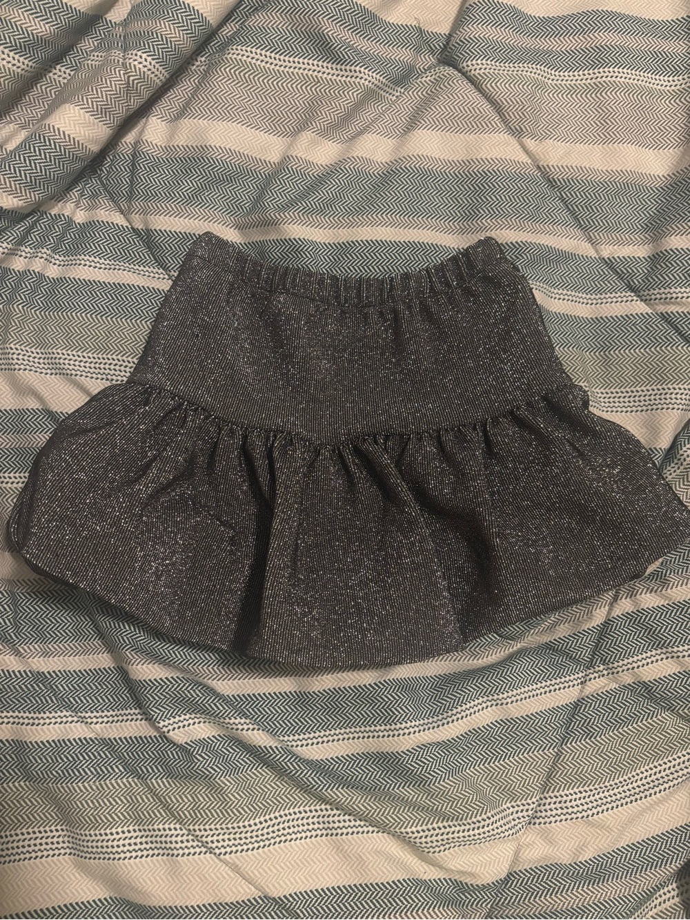 Zara Glitter Ruffle Mini Skirt - Charcoal Silver